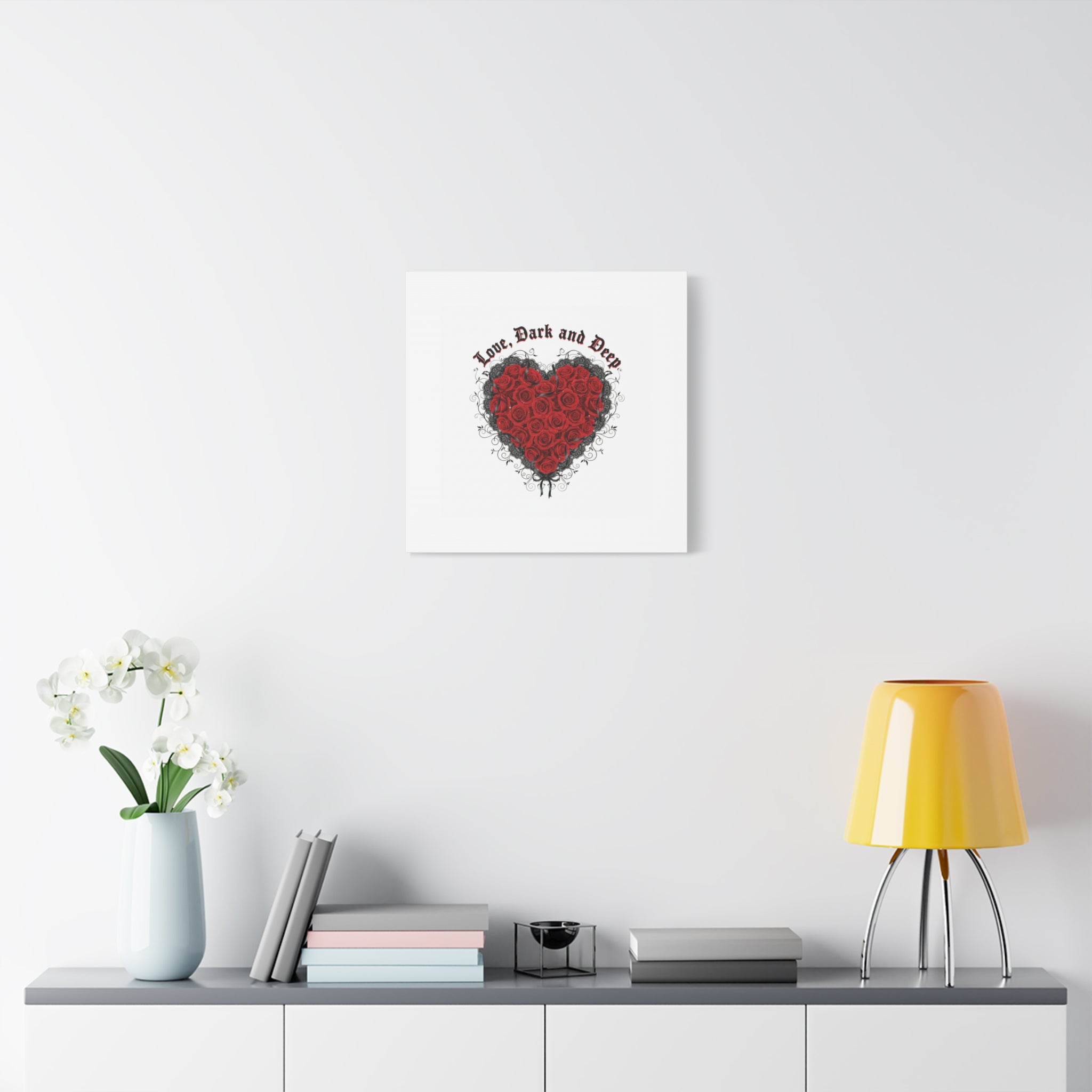Love Dark and Deep Heart Canvas, Nu Romantic Gothic Romance, 80s Nostalgia