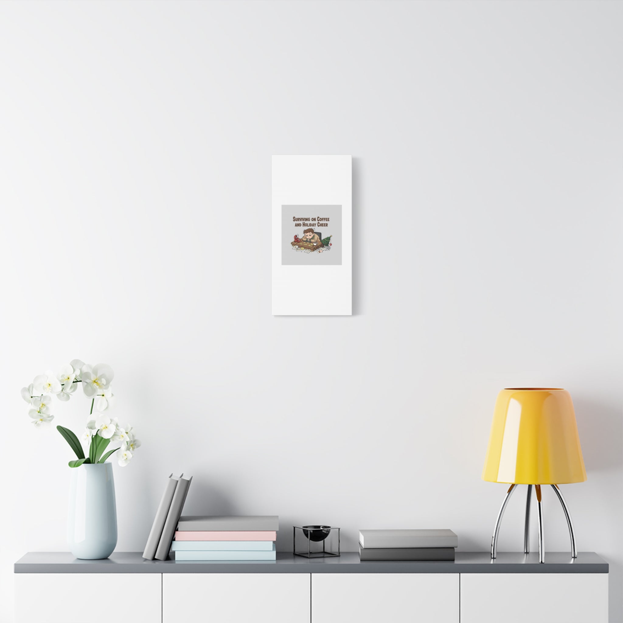Surviving on Coffee and Holiday Cheer Canvas | Holiday Burnout, Festive But Tired