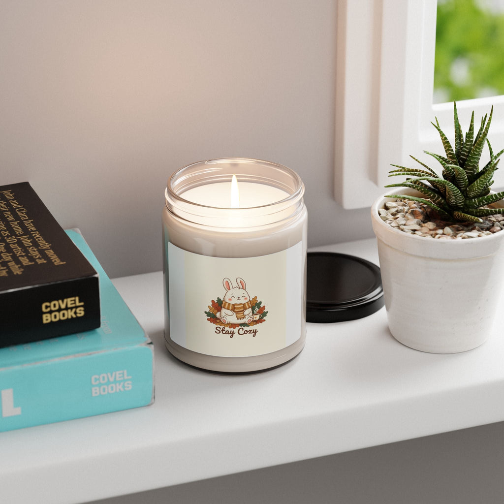 Cozy Bunny Illustration Candle, cute animal illustration | winter forest art