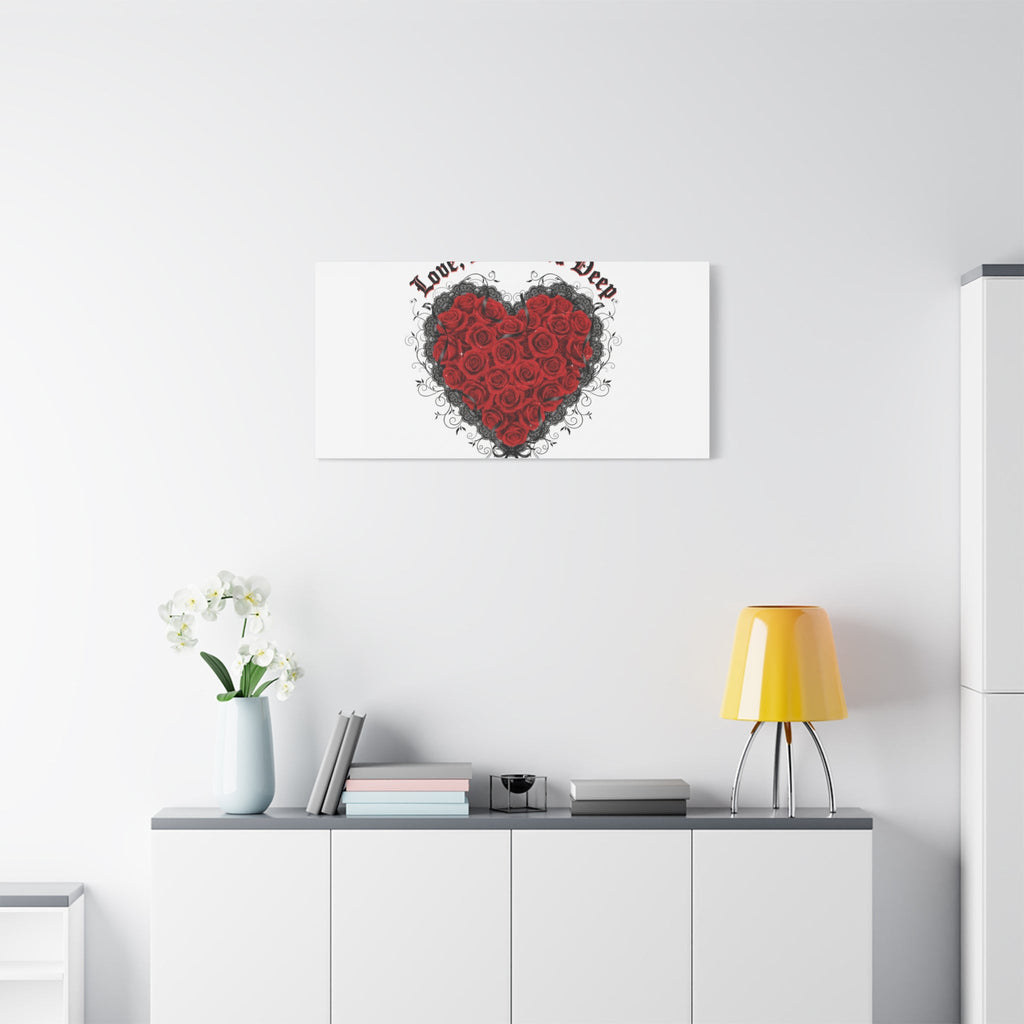 Love Dark and Deep Heart Canvas, Nu Romantic Gothic Romance, 80s Nostalgia