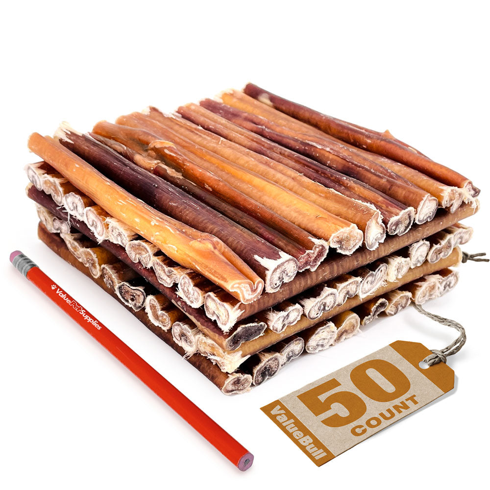 ValueBull USA Bully Sticks for Dogs, Medium 6 Inch, 50 Count
