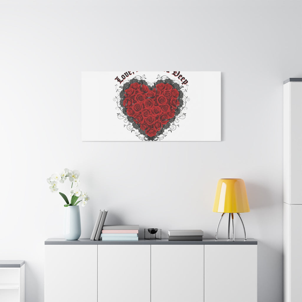 Love Dark and Deep Heart Canvas, Nu Romantic Gothic Romance, 80s Nostalgia