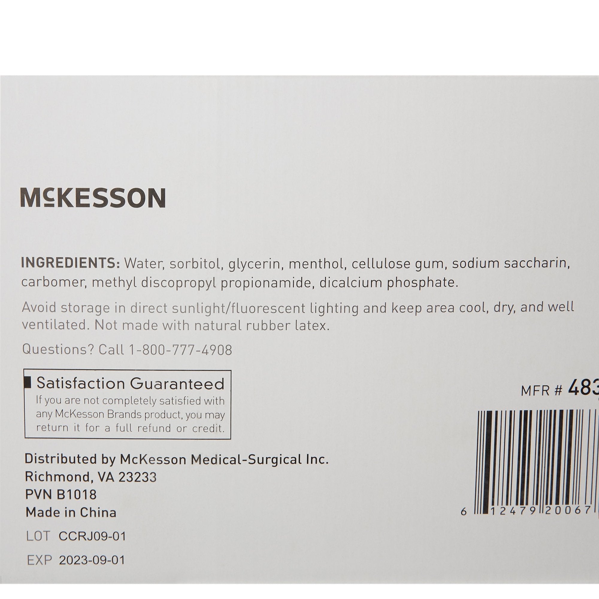 McKesson Oral Swabstick Foam Tip Dentifrice, Mint, 10 per Pack 4834