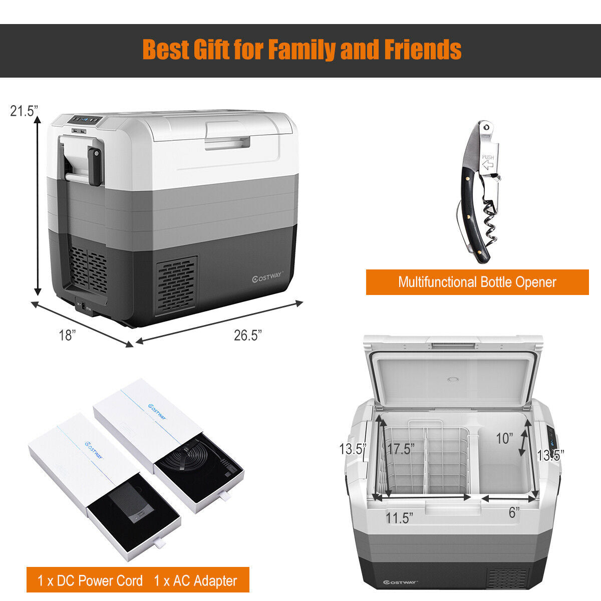 58 Quart Portable Electric Camping Car Cooler