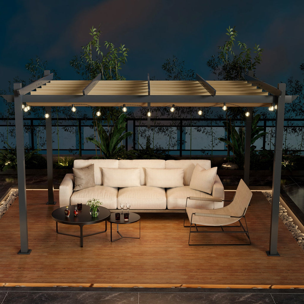 10 x 13 Feet Outdoor Aluminum Retractable Pergola Canopy Shelter