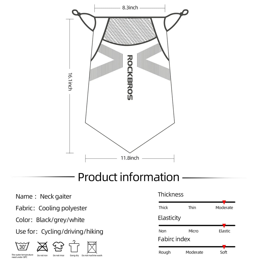 ROCKBROS Cooling Neck Gaiter with Ear Loops – Breathable Summer Face Cover for Cycling Fishing