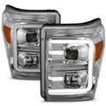 ANZO 11-16 Ford F-250/F-350/F-450 Projector Headlights w/ Plank Style Switchback Chrome w/Amber 111407