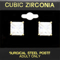 11mm Square CZ Stud Earrings