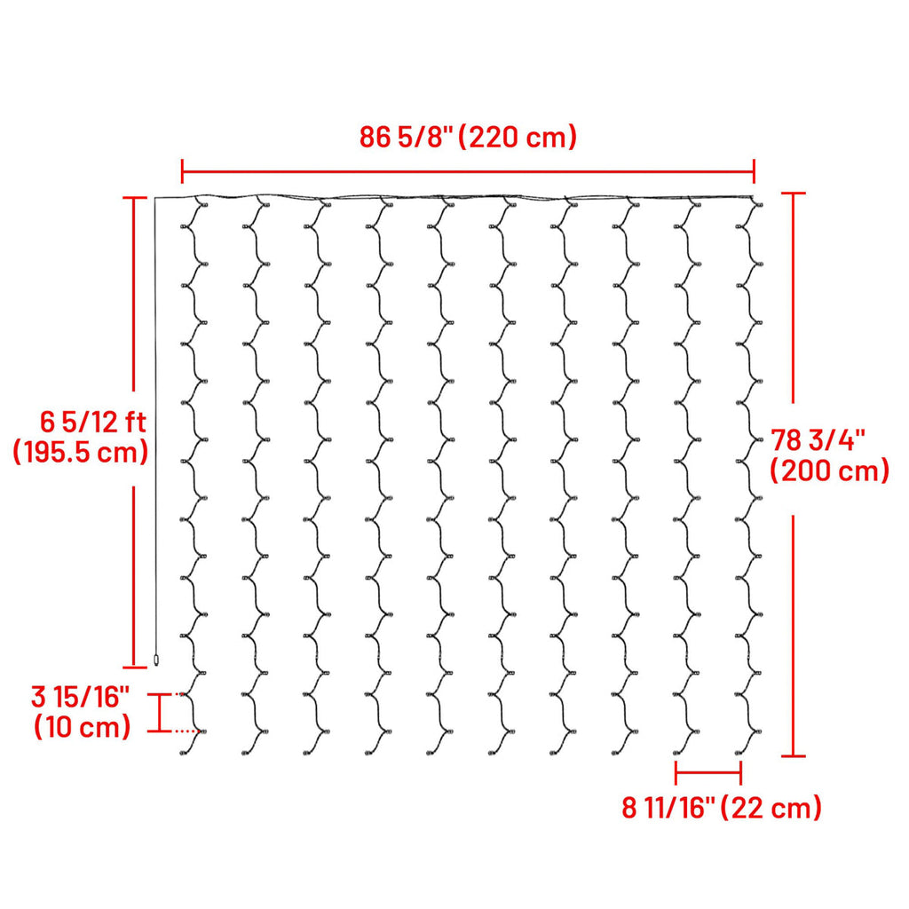 Yescom Curtain Fairy Lights 8-modes Lights Changing