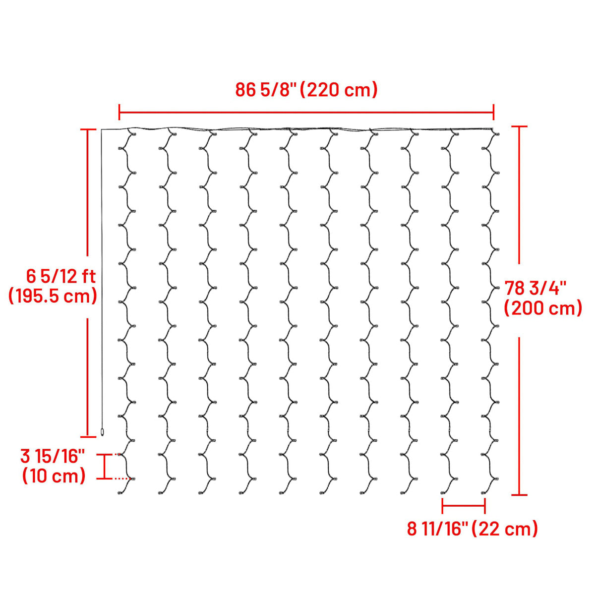 Yescom Curtain Fairy Lights 8-modes Lights Changing