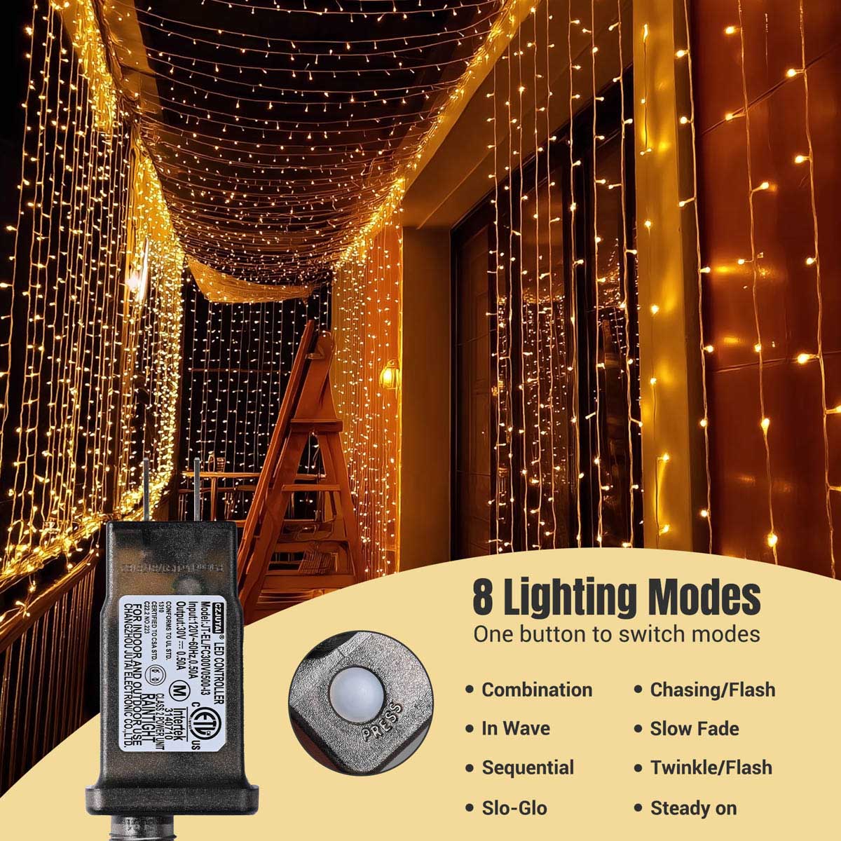 Yescom Commercial Twinkle Curtain String Light 40x10ft