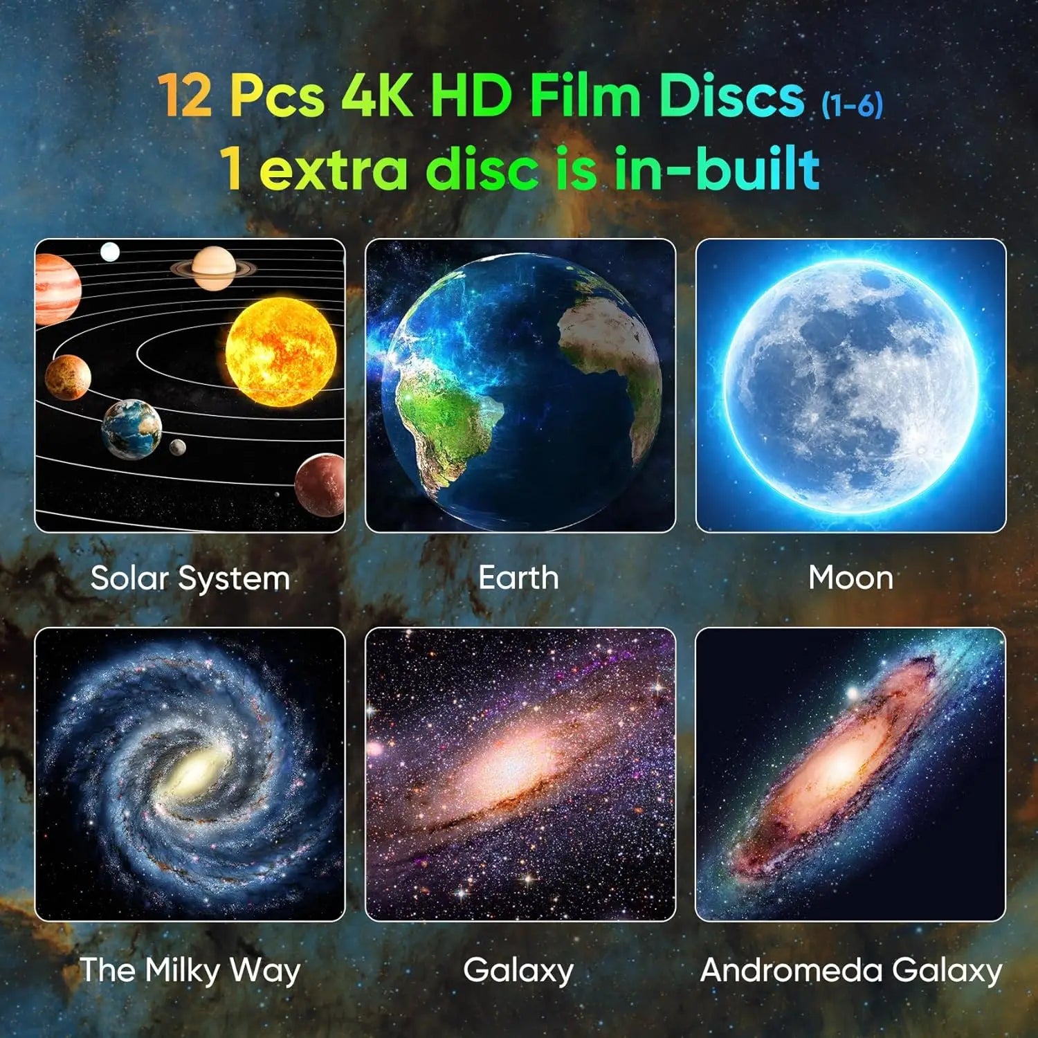 12 - in - 1 Galaxy Projector Night Light 360° Rotating HD Starry Sky Lamp for Bedroom, Kids & Adults, Adjustable Focus & Auto - Off Timer - PhishStones Products