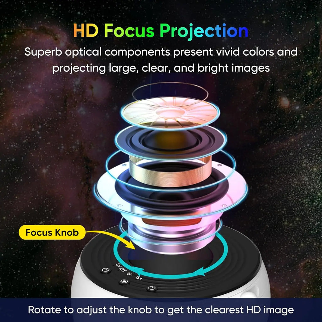 12 - in - 1 Galaxy Projector Night Light 360° Rotating HD Starry Sky Lamp for Bedroom, Kids & Adults, Adjustable Focus & Auto - Off Timer - PhishStones Products