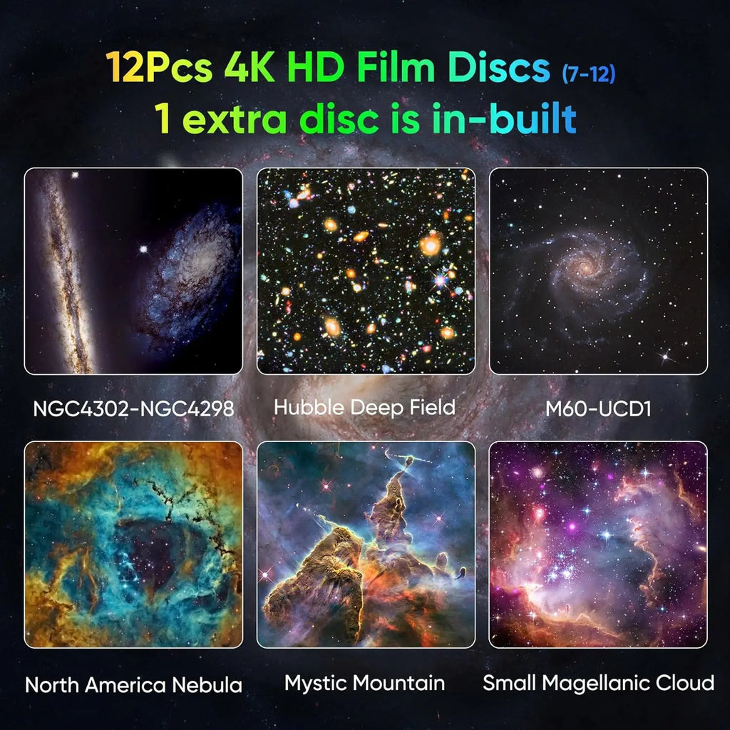 12 - in - 1 Galaxy Projector Night Light 360° Rotating HD Starry Sky Lamp for Bedroom, Kids & Adults, Adjustable Focus & Auto - Off Timer - PhishStones Products