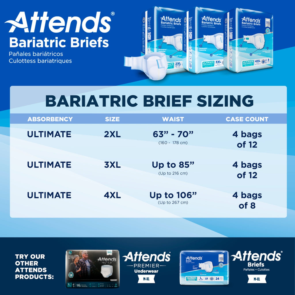 Attends® Bariatric Briefs, 4X-Large DD60