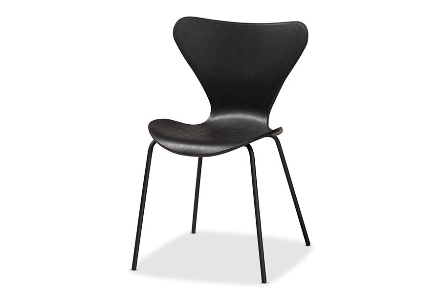 Baxton Studio Jaden Modern and Contemporary Black Plastic and Black Metal 4-Piece Dining Chair Set