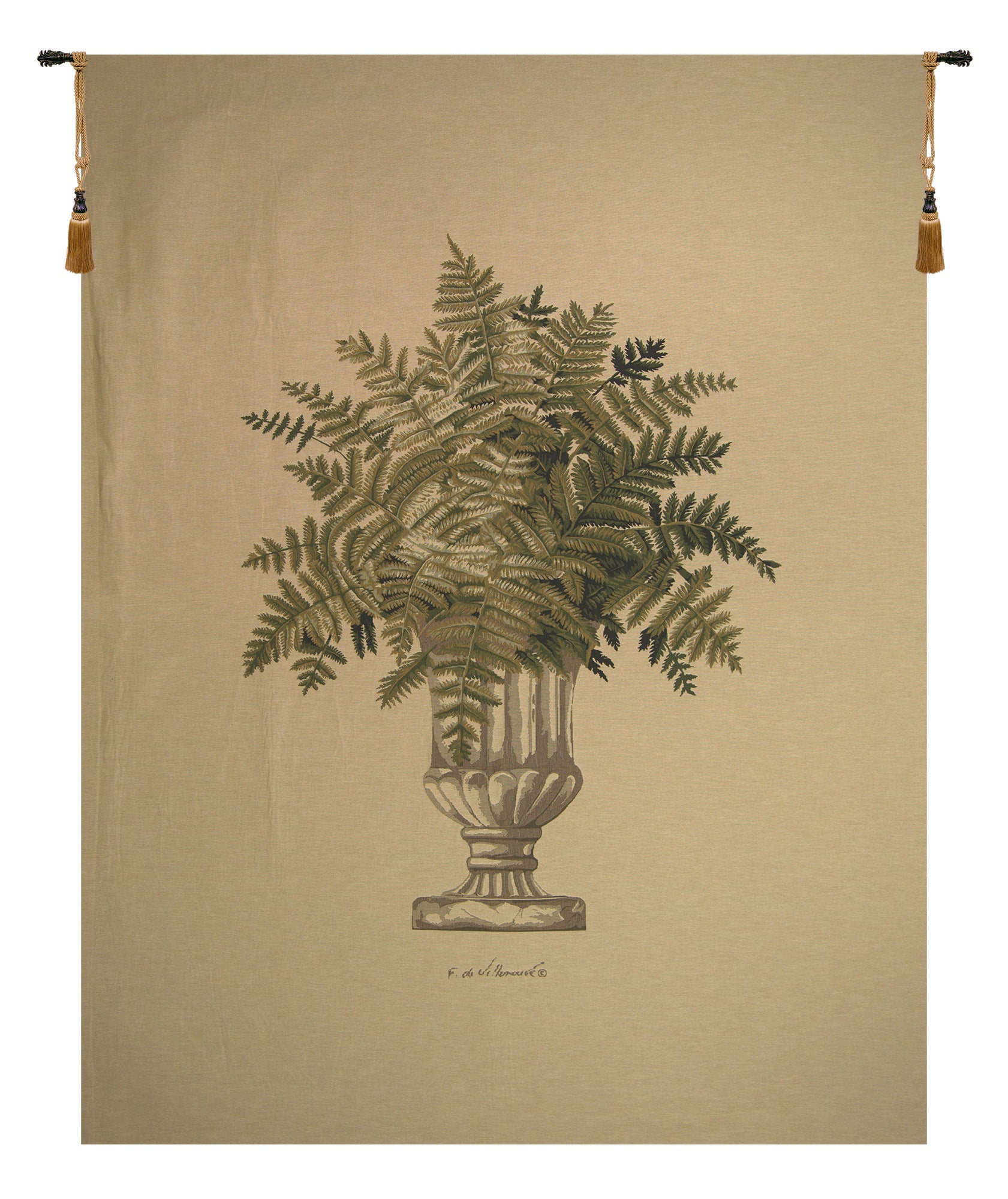 Fern Beige Large European Tapestry
