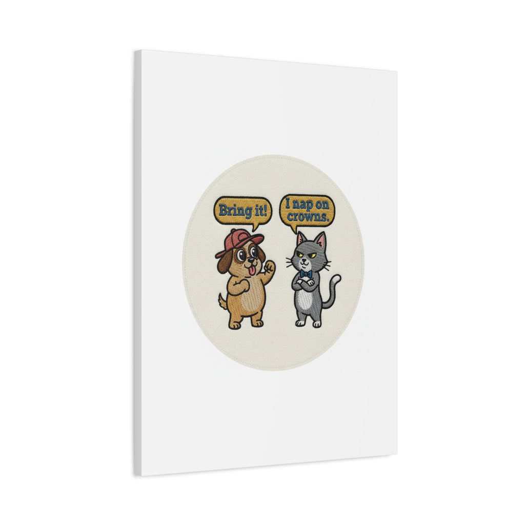 Funny Cat vs Dog Canvas | Pet Rivalry Wall Art