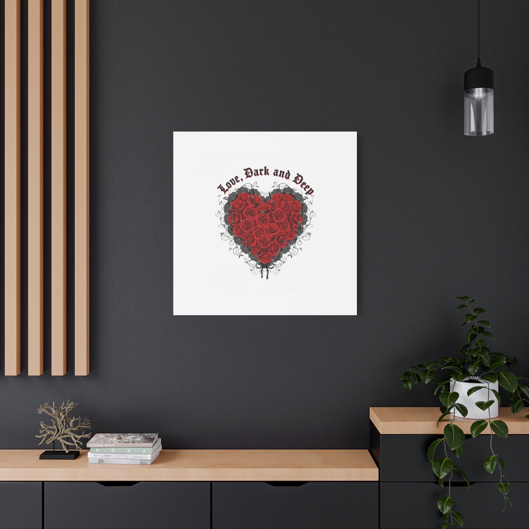 Love Dark and Deep Heart Canvas, Nu Romantic Gothic Romance, 80s Nostalgia