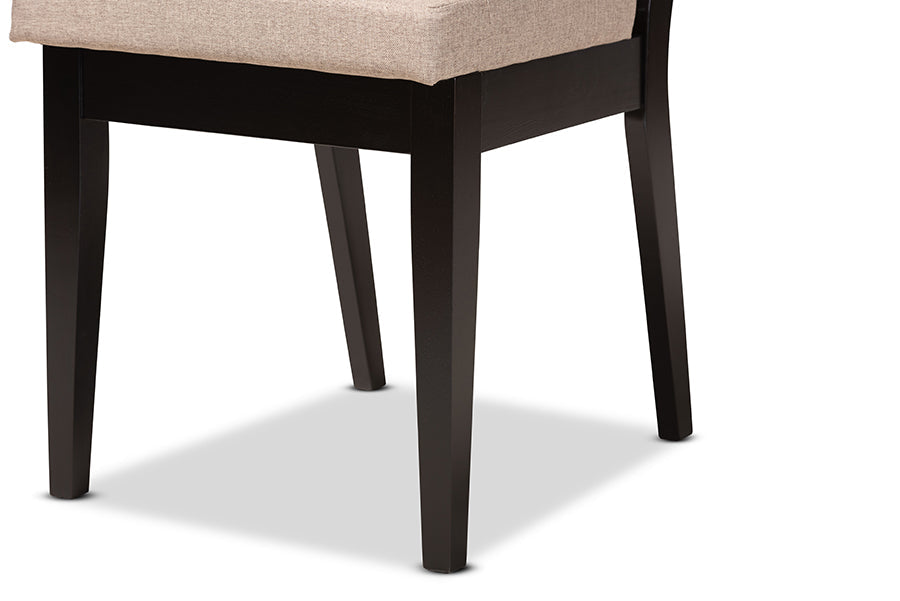 Baxton Studio Octavia Modern and Contemporary Sand Fabric Upholstered and Dark Brown Finished Wood 2-Piece Dining Chair Set