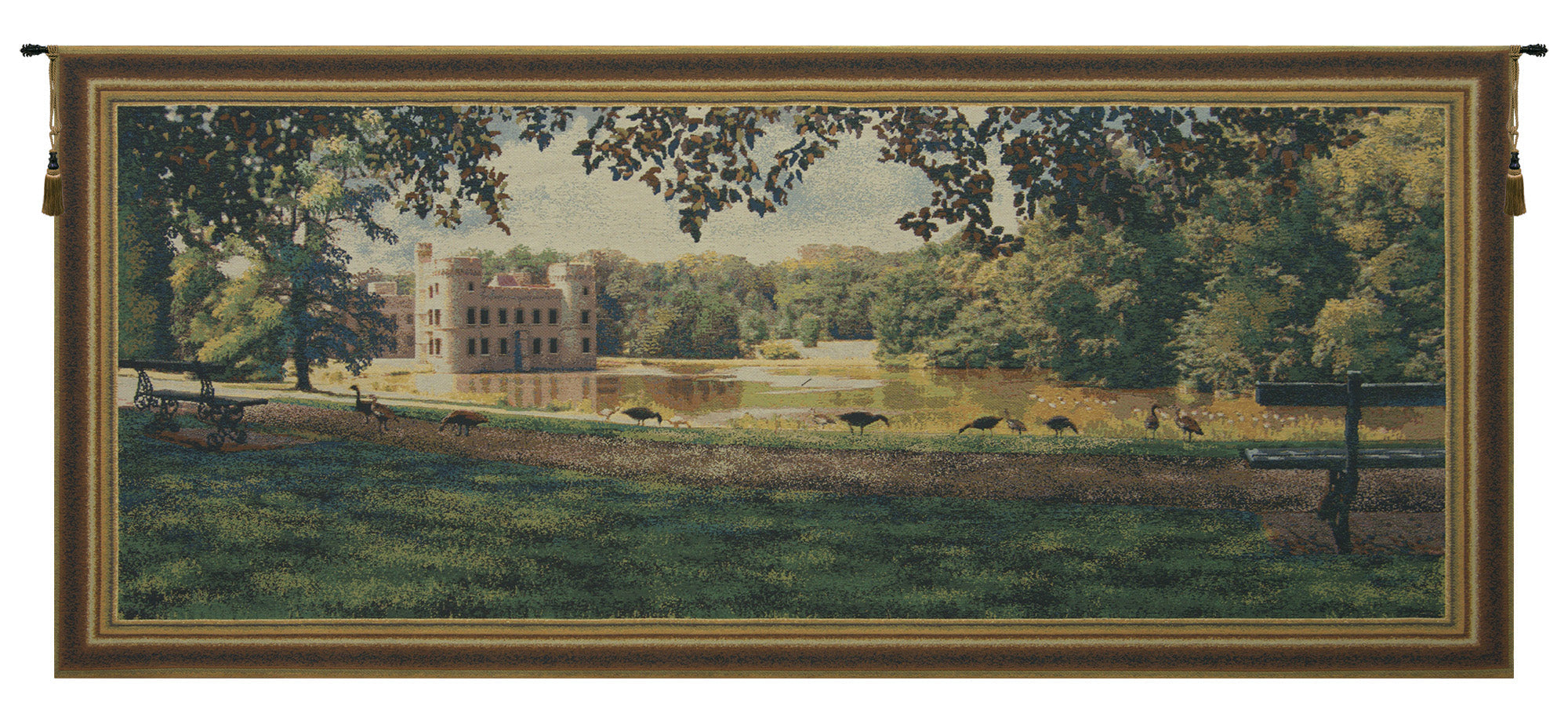 Princess Castle with Frame Border Belgian Tapestry Wall Art