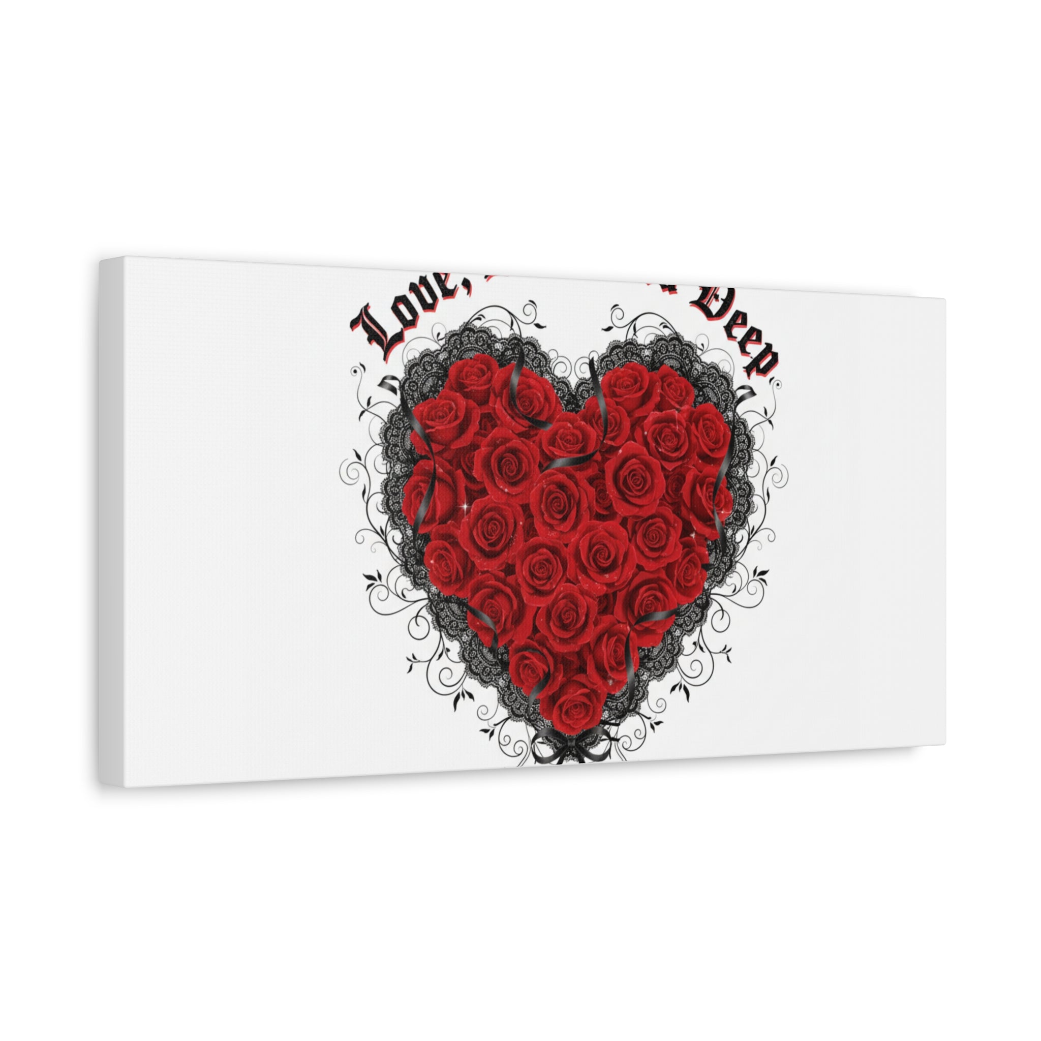 Love Dark and Deep Heart Canvas, Nu Romantic Gothic Romance, 80s Nostalgia