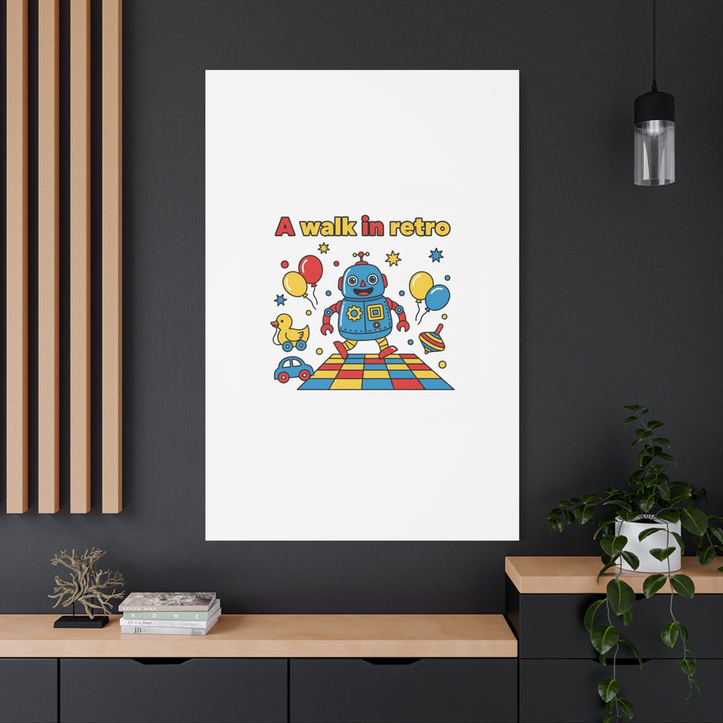 Retro Toy Robot Canvas | Throwback Kid, Primary Color Nostalgia