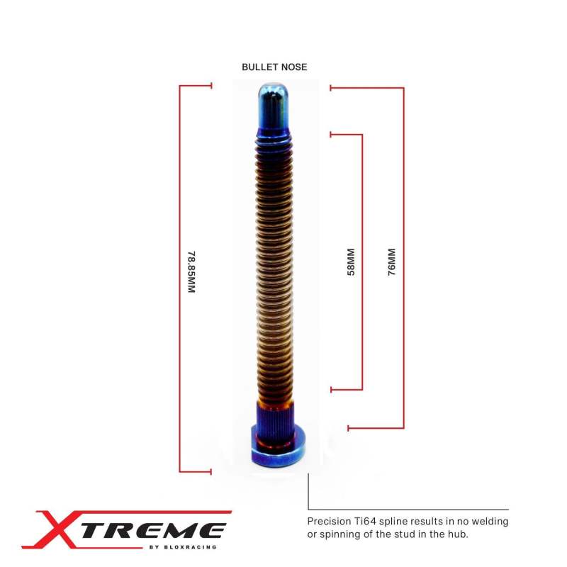 BLOX Racing Titanium Extended Wheel Studs M12X1.5mm 10Pcs Honda Fitment - Burnt BXAC-00177-B