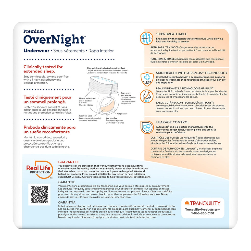 Tranquility Premium OverNight Disposable Absorbent Underwear, Large 2116