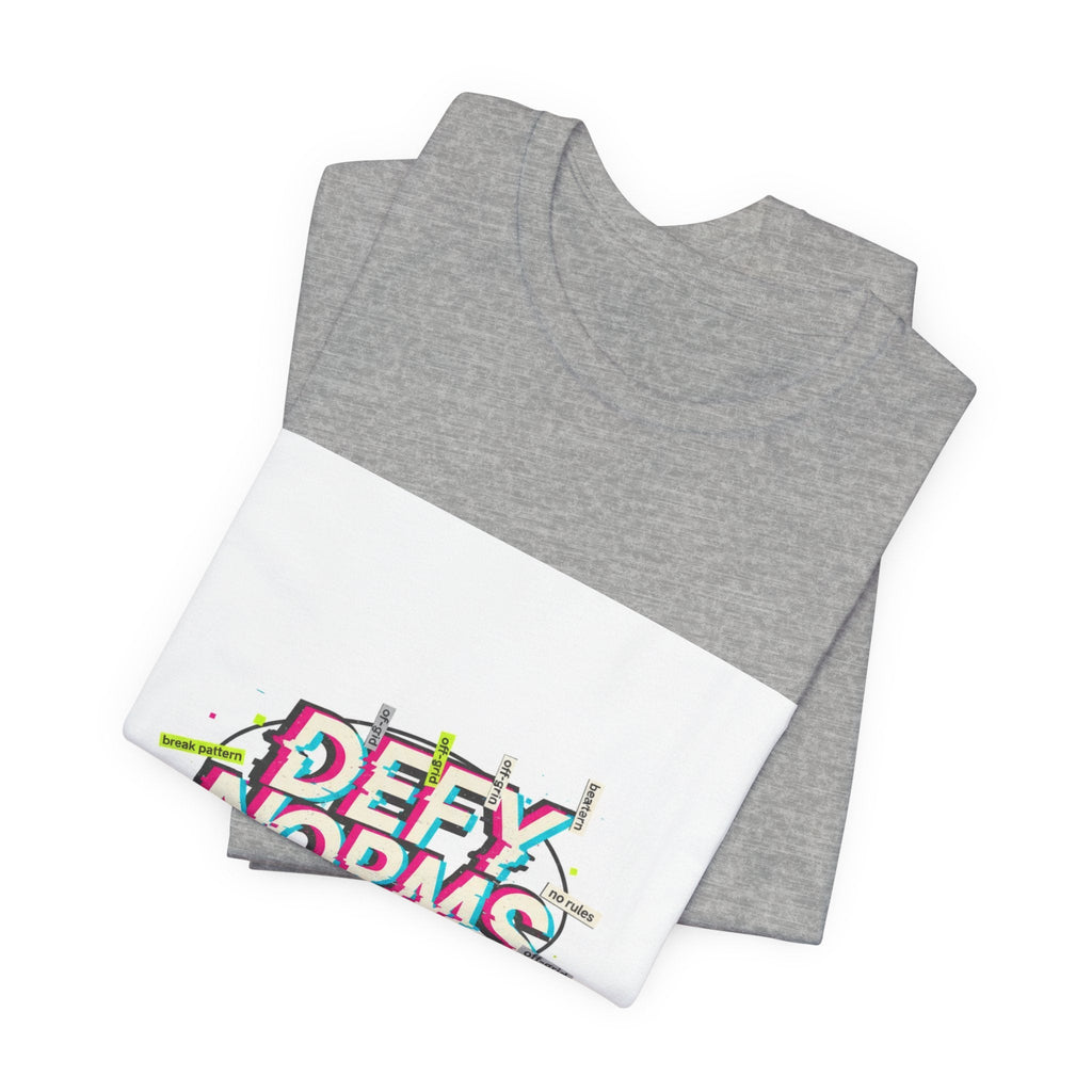 Defy Norms glitch font tee | anti-aesthetic, chaotic design shirt