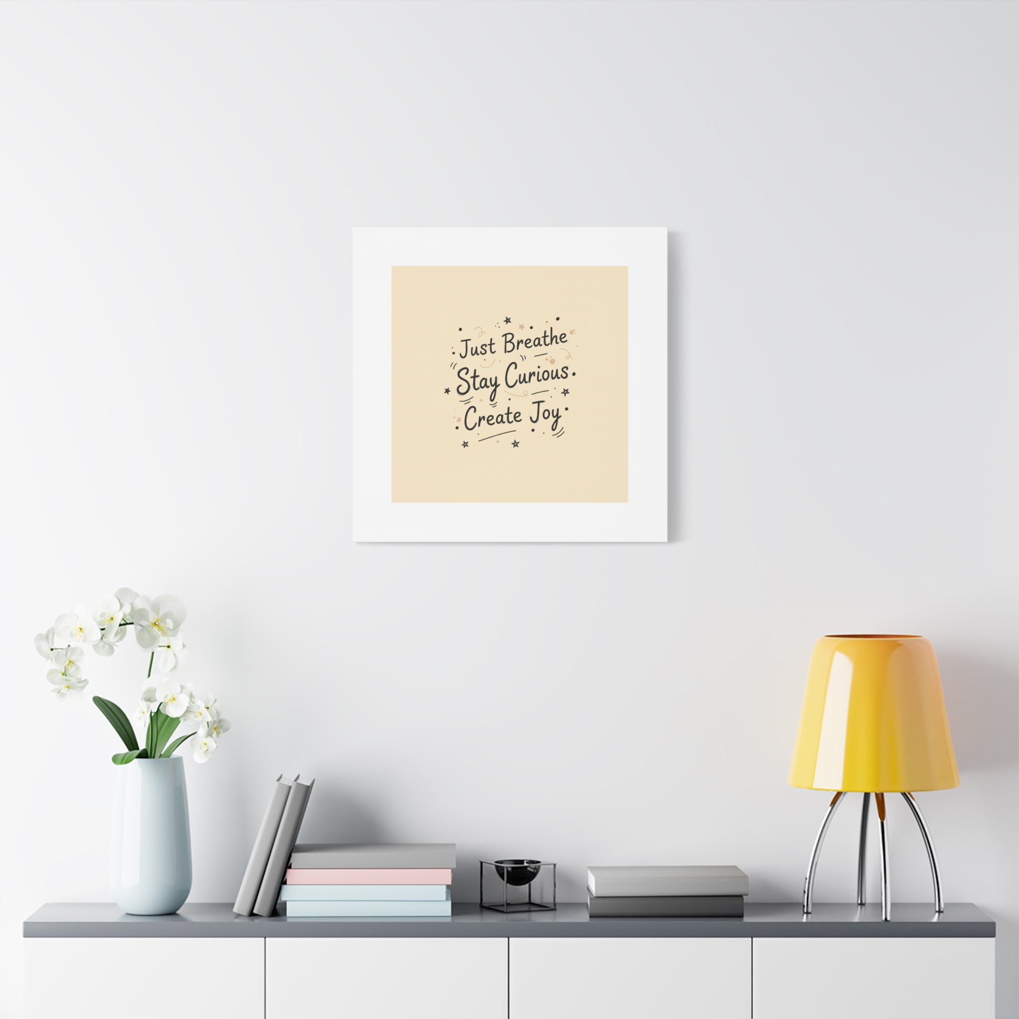 Just Breathe Stay Curious Create Joy Canvas | Messy Handwritten Typography, Doodle Text Art