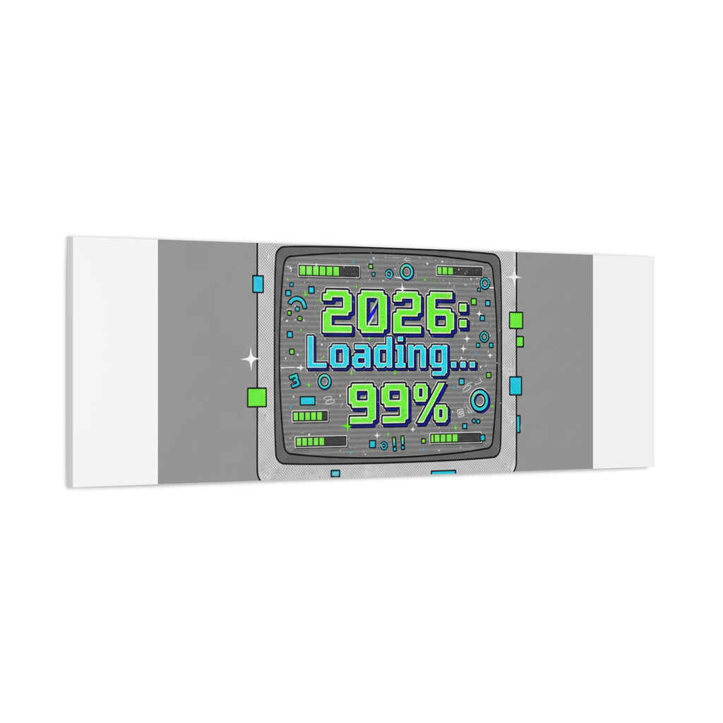 2026 Loading 99% Canvas | NYE countdown, retro system interface