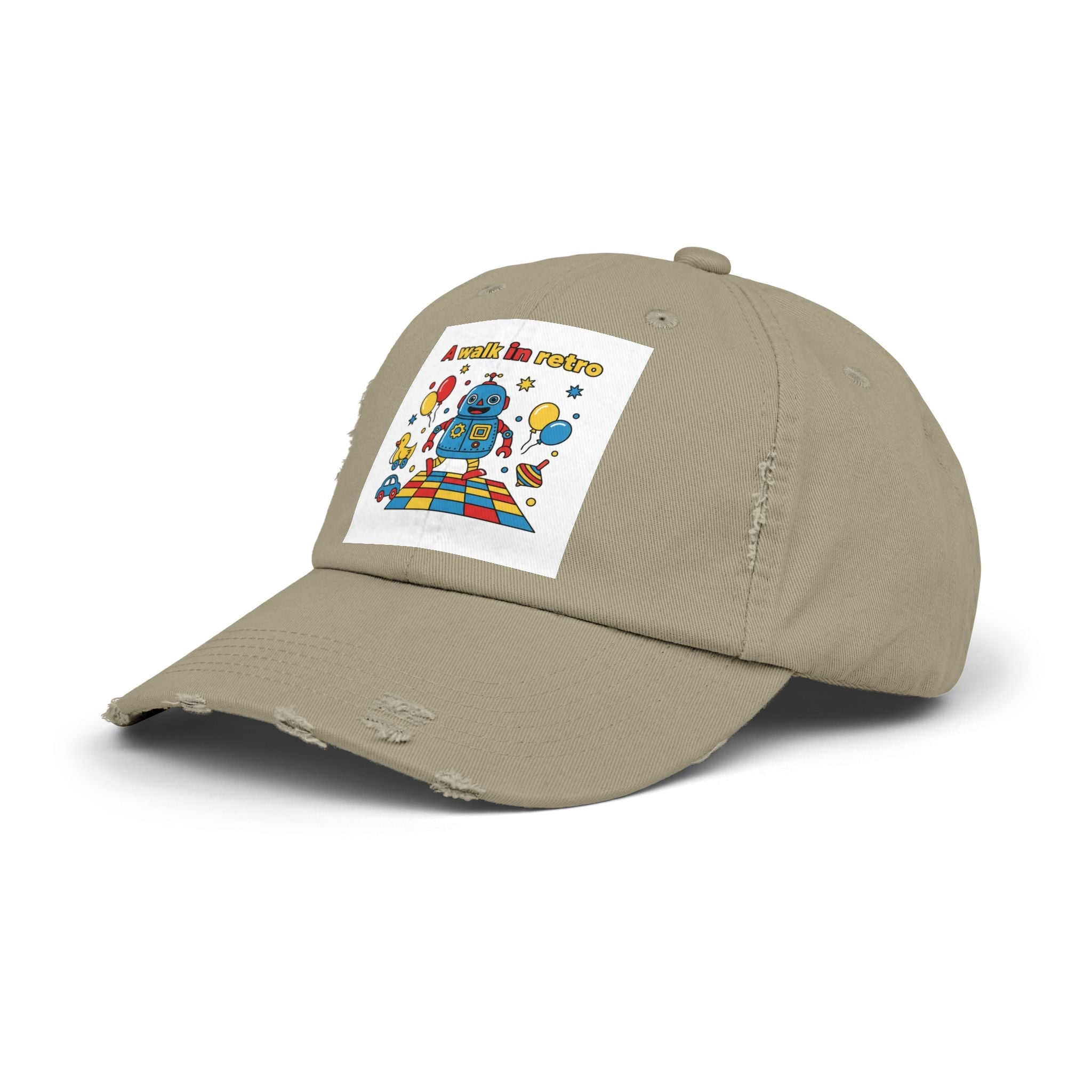 Retro Robot Baseball Cap - "A Walk in Retro" Distressed Patch Hat