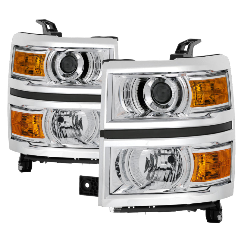SPYDER xTune Chevy Silverado 1500 14-15 Halogen Projector Headlight Chrome - HD-JH-CS14-PJ-C 9040122