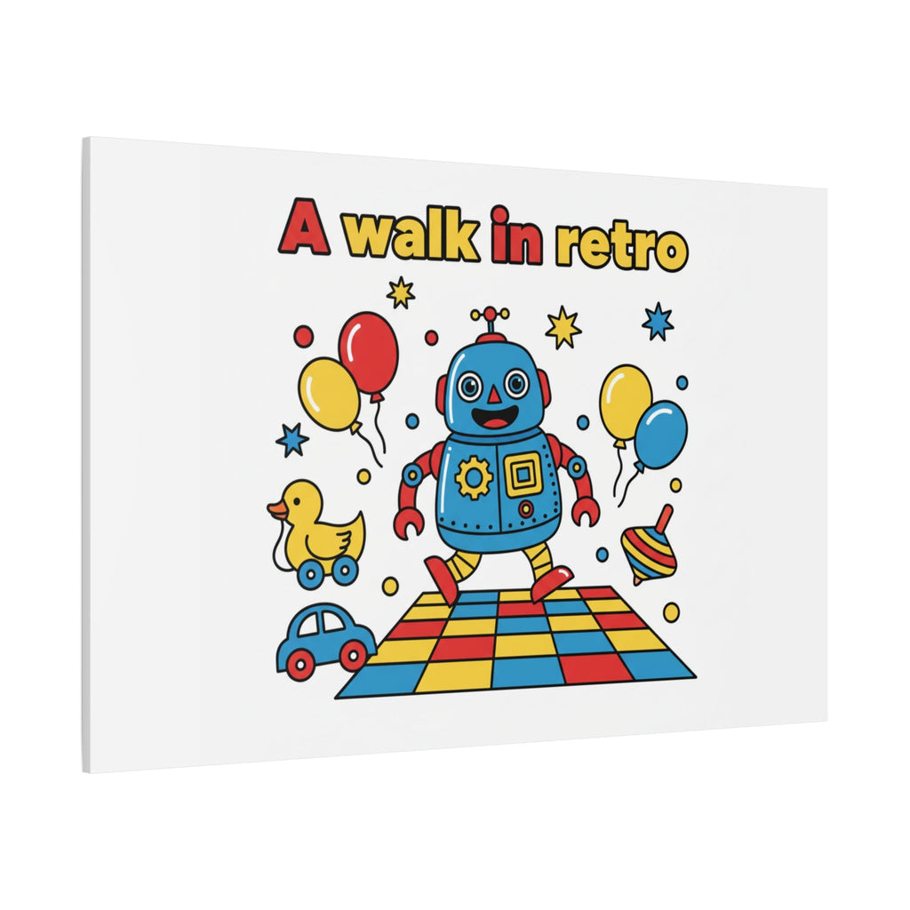 Retro Toy Robot Canvas | Throwback Kid, Primary Color Nostalgia
