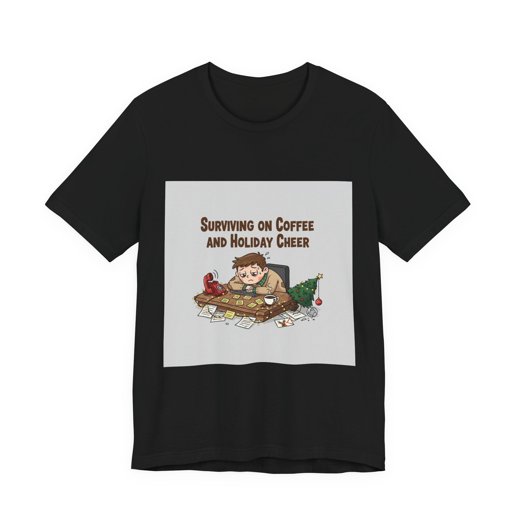 Surviving on Coffee and Holiday Cheer Tee | holiday stress shirt, festive but tired