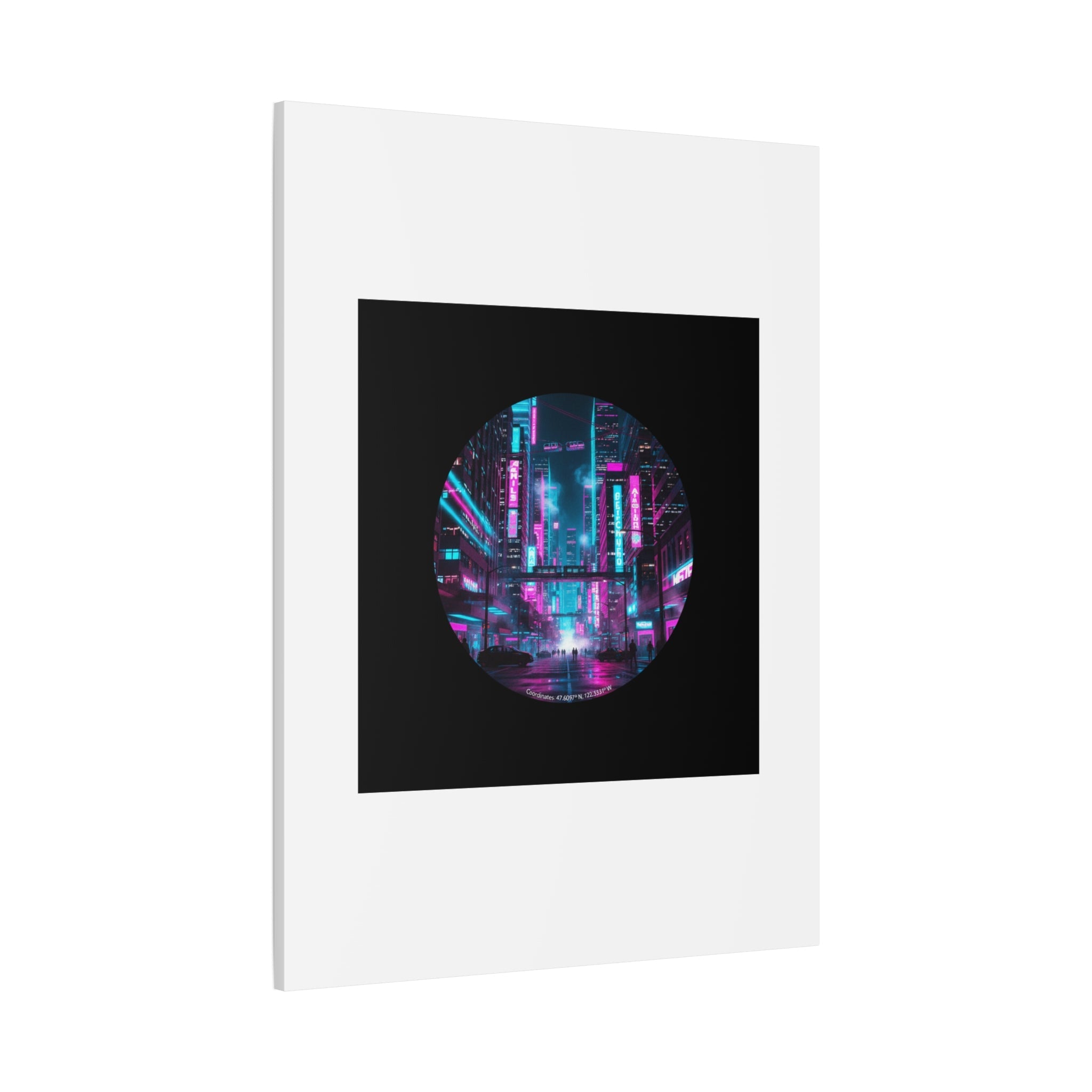 Neon Cyberpunk Cityscape Canvas | synthwave skyline, future city art
