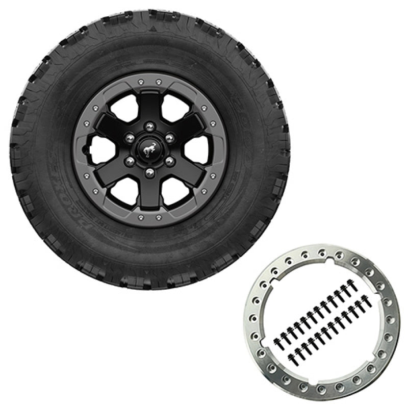 Ford Racing 2021 Bronco 17x8.0 Beadlock Carbonized Gray Badlands Wheel Kit M-1007-DC17B