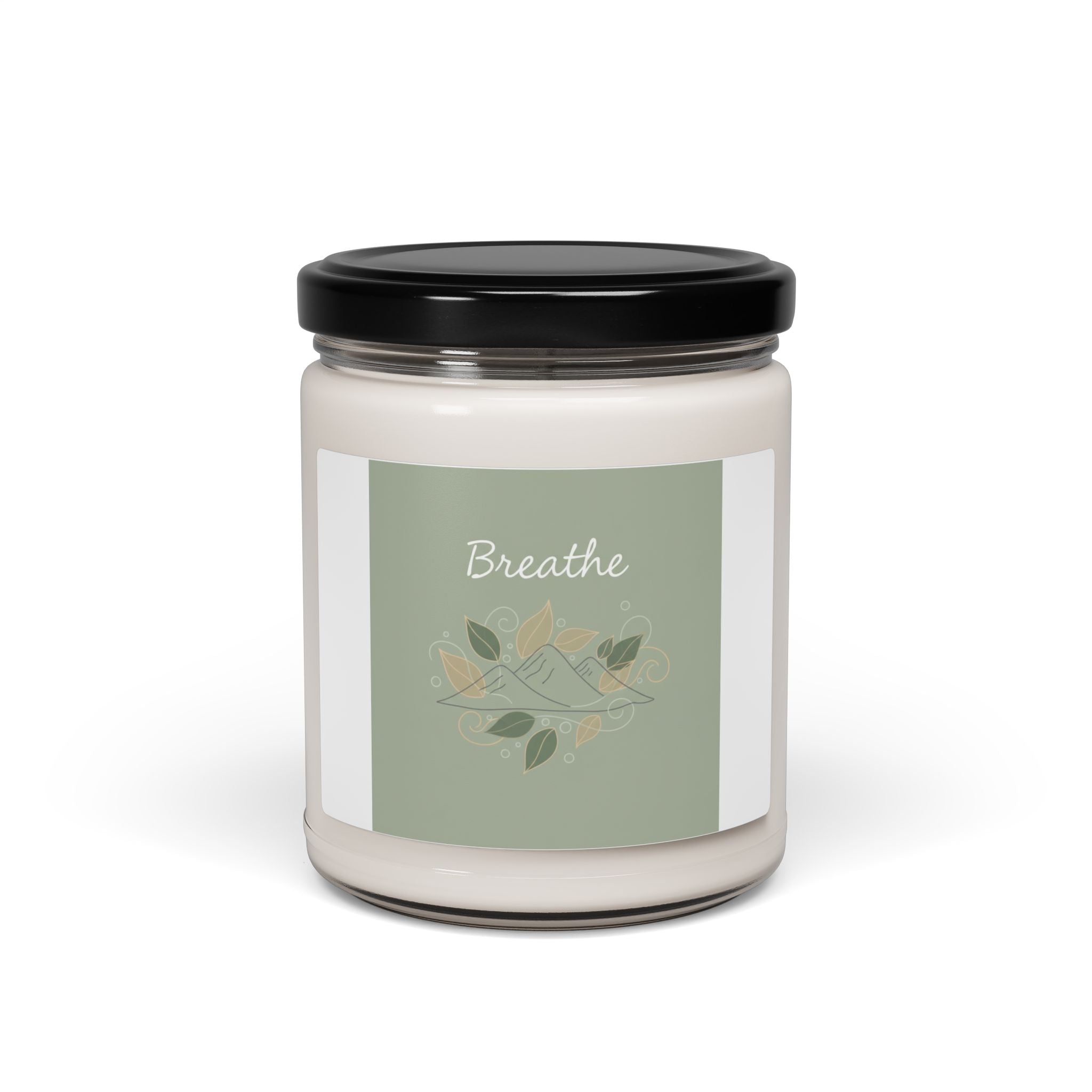 Breathe Mountain Leaf Candle, Soy Candle, Nature Symbols, Calm Décor