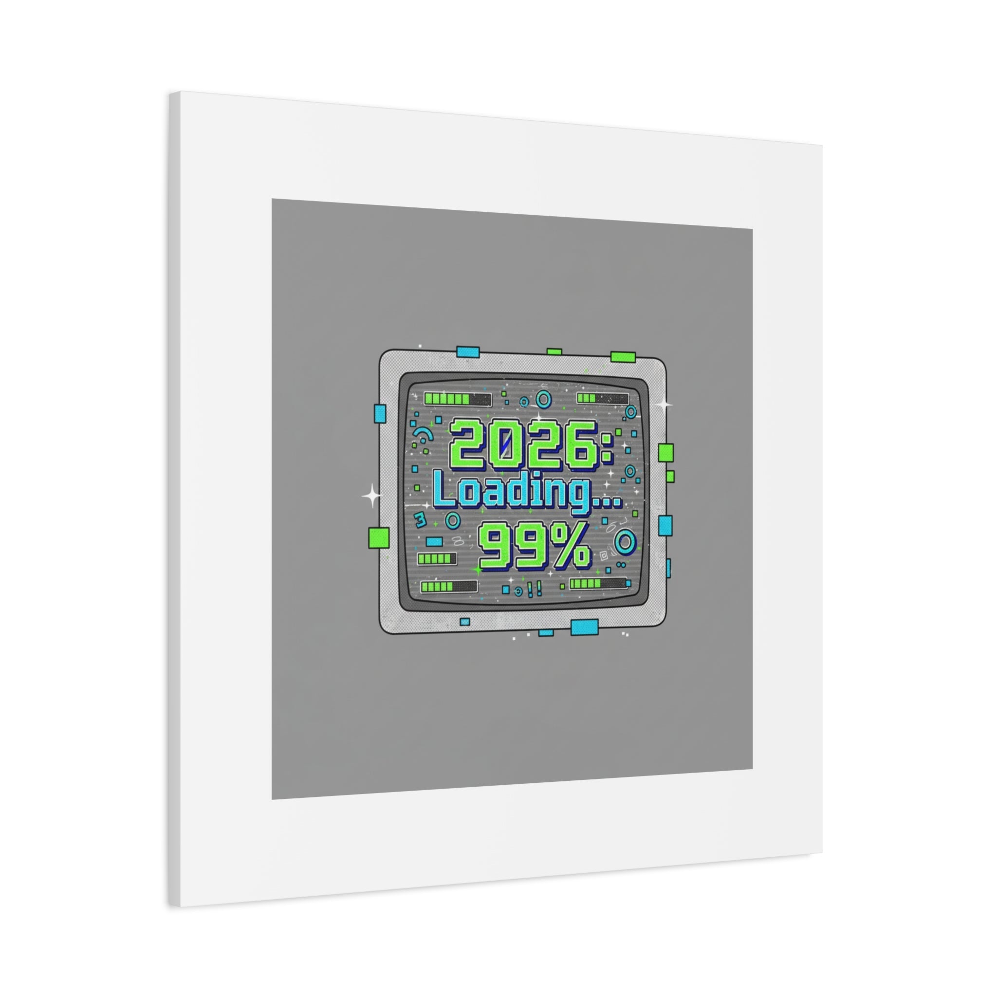 2026 Loading 99% Canvas | NYE countdown, retro system interface