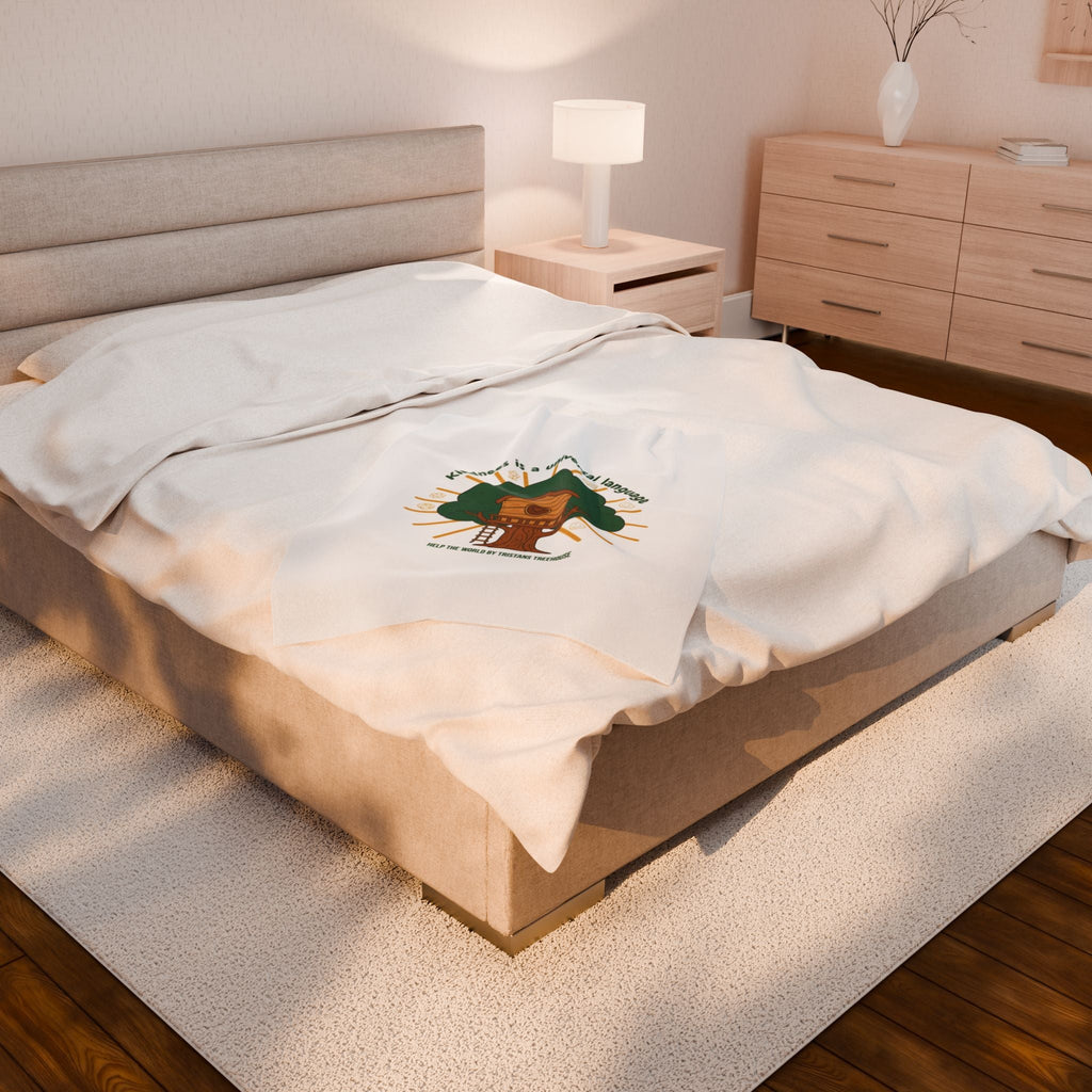 Kindness Is a Universal Language Plush Blanket | eco humor, sustainable living