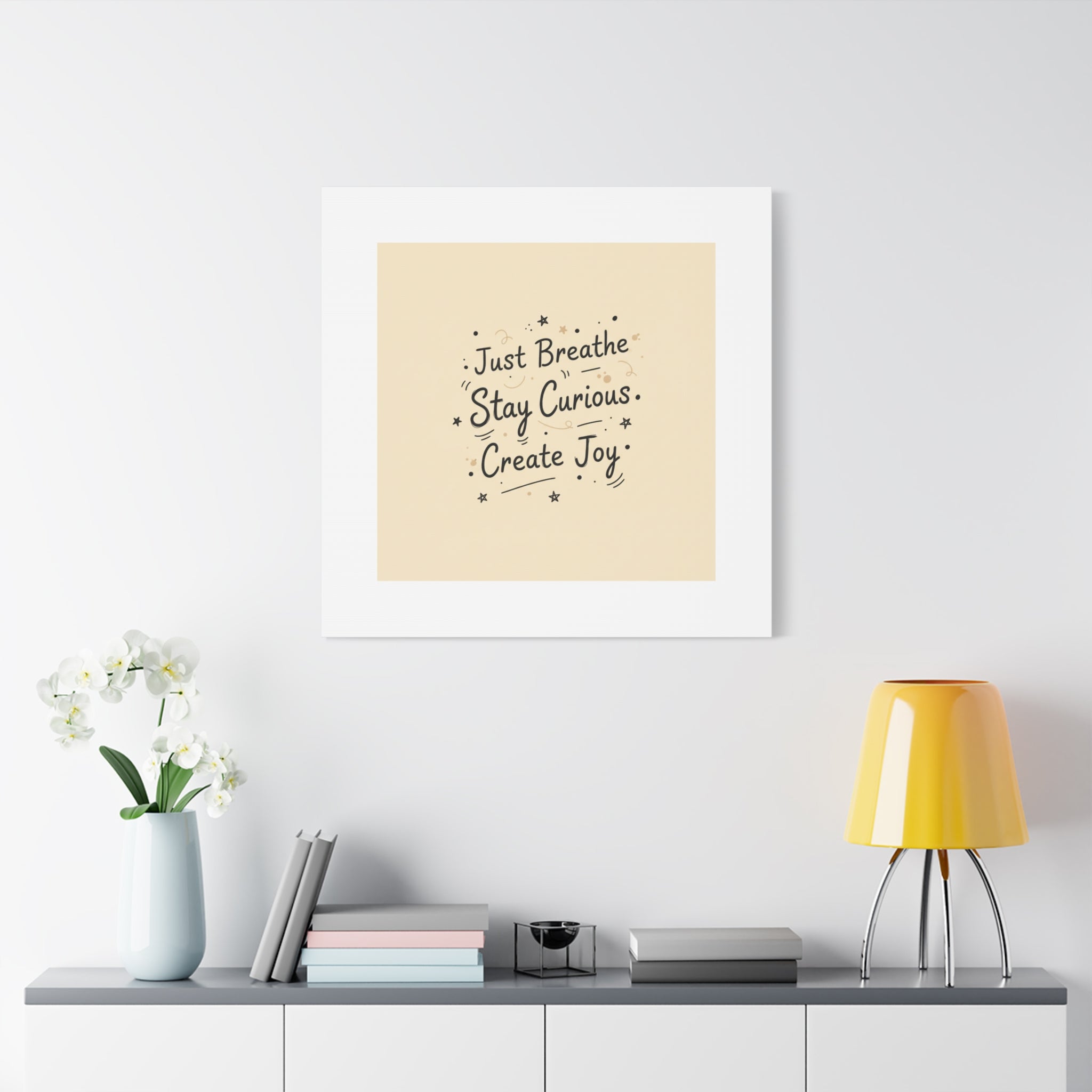Just Breathe Stay Curious Create Joy Canvas | Messy Handwritten Typography, Doodle Text Art