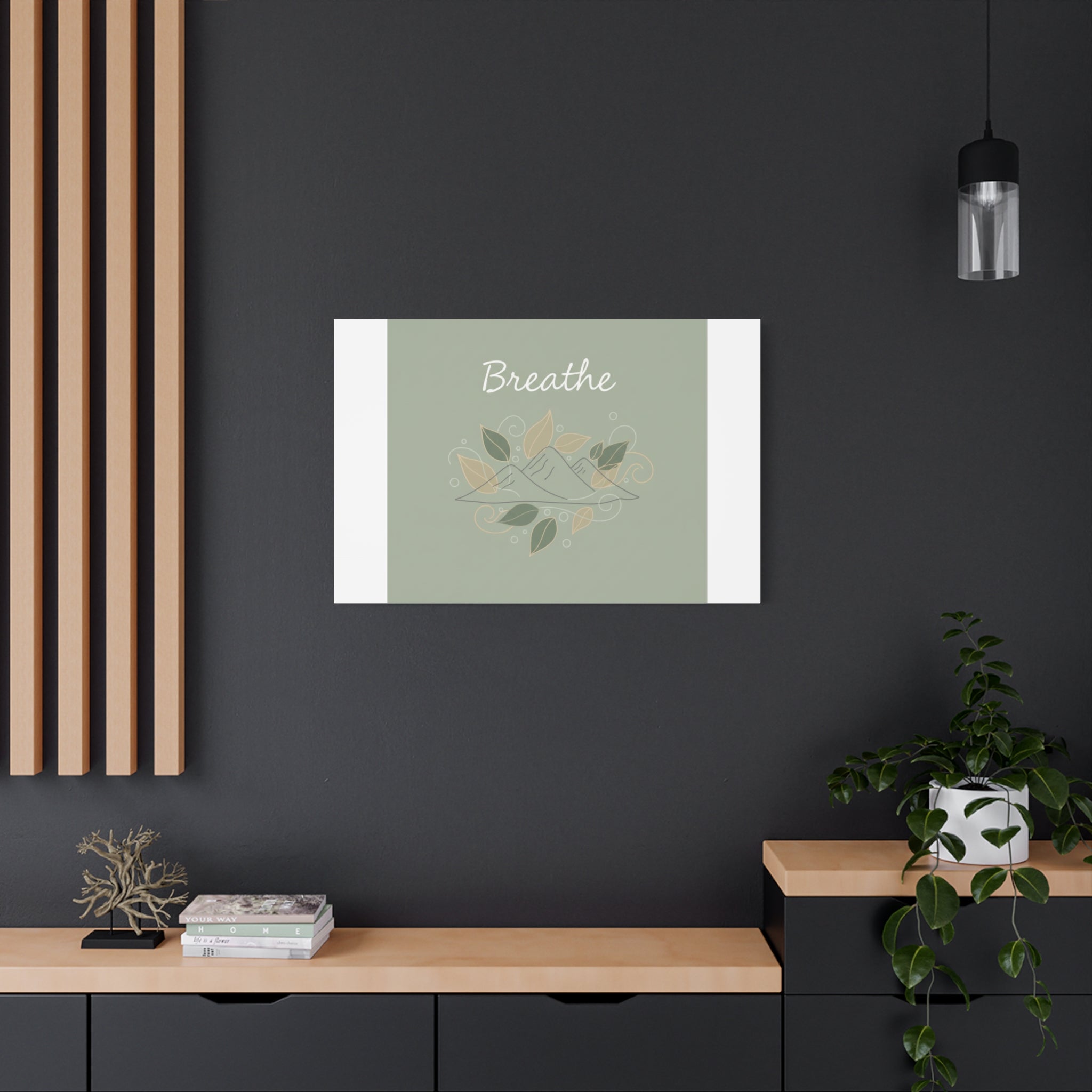Breathe Mountain Line Canvas | Nature Symbols, Minimal Forest Wall Art