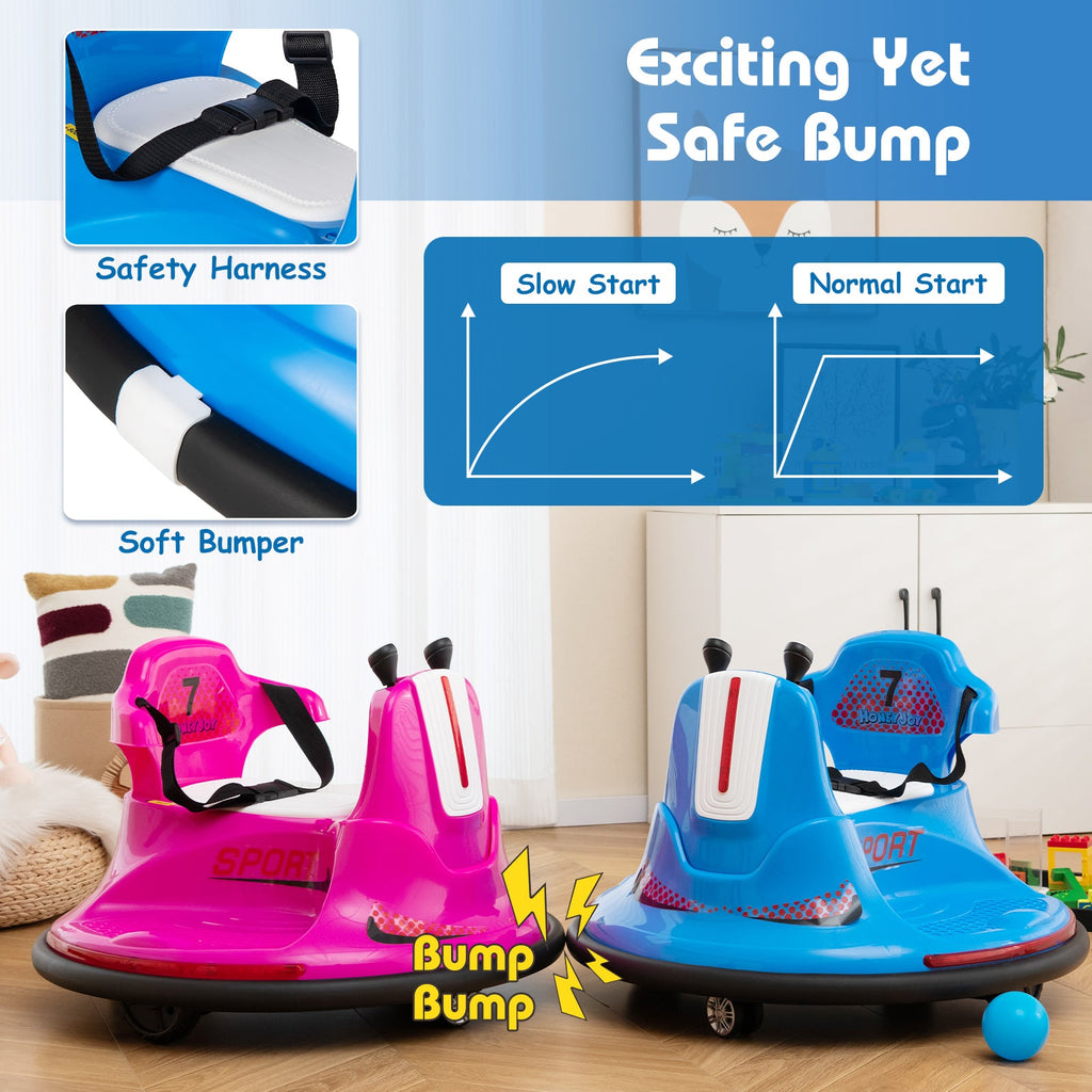 12V Kids Ride On Bumper Car with Remote Control Lights and Music
