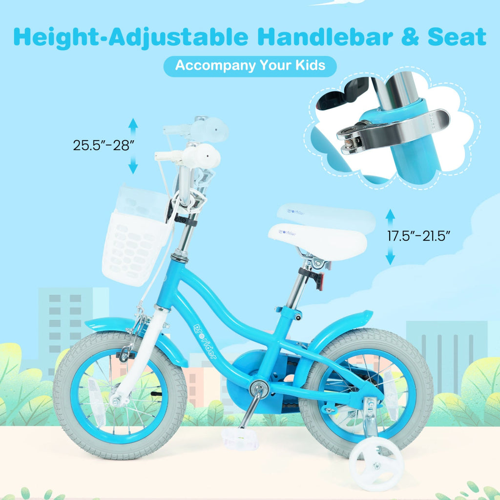 Kids Bike 12 Inch with Training Wheels and Adjustable Seat