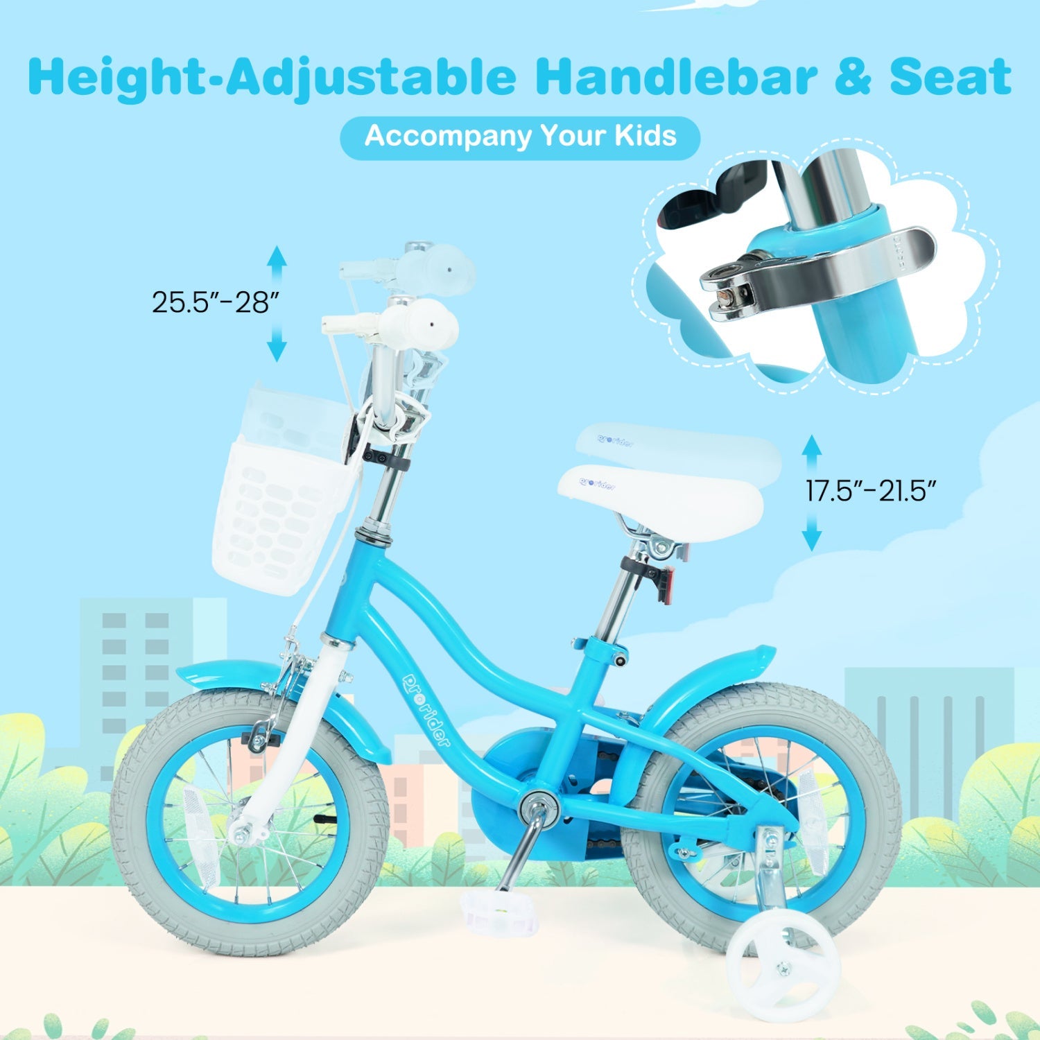 Kids Bike 12 Inch with Training Wheels and Adjustable Seat