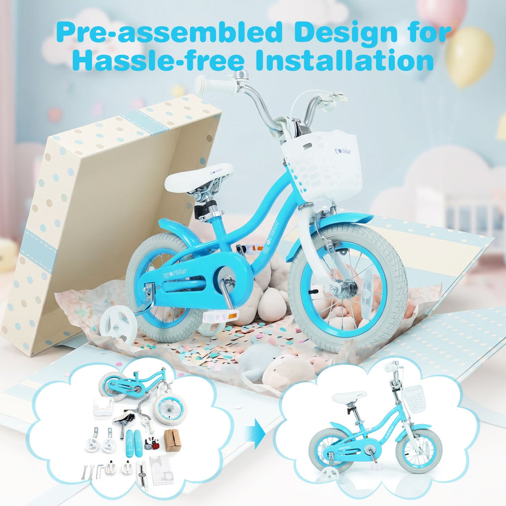 Kids Bike 12 Inch with Training Wheels and Adjustable Seat