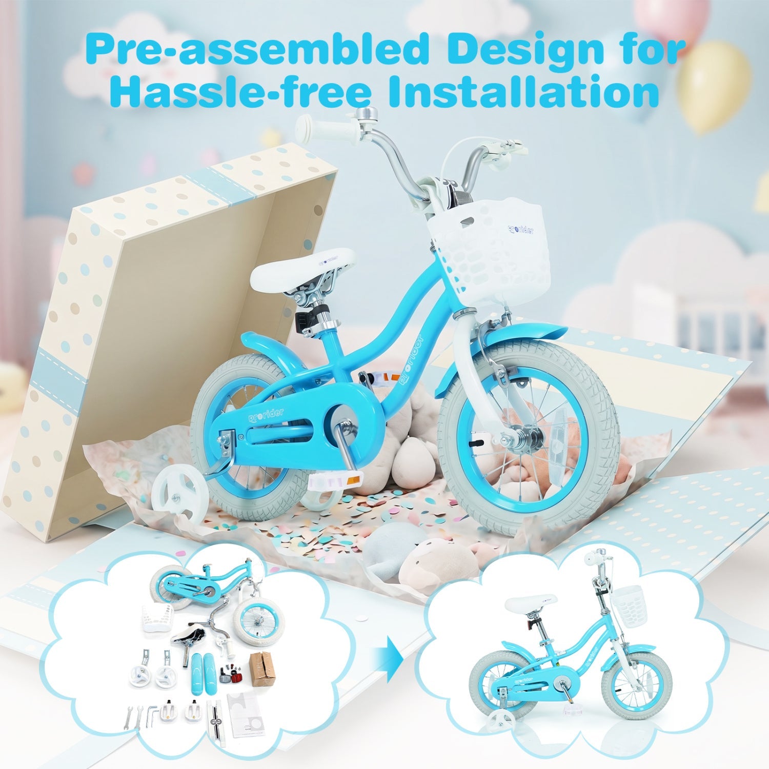 Kids Bike 12 Inch with Training Wheels and Adjustable Seat