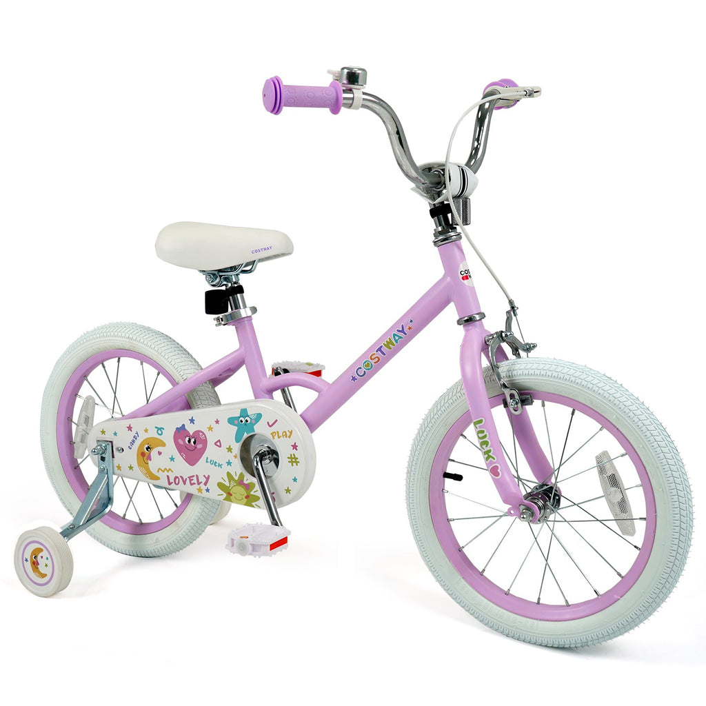 Kids Bike 12-18 Inch with Training Wheels - Purple