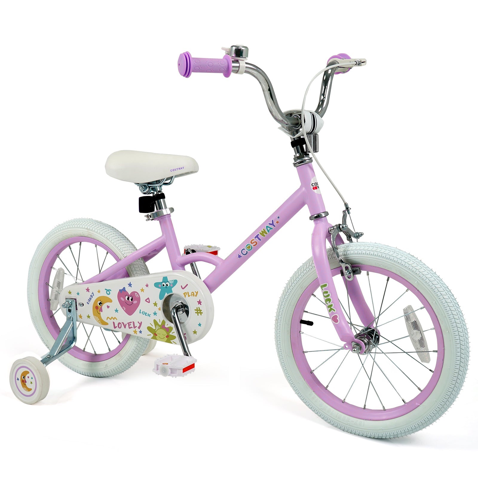Kids Bike 12-18 Inch with Training Wheels - Purple